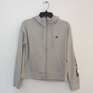 Tommy Hilfiger taupe sweatshirt zip hoodie S
